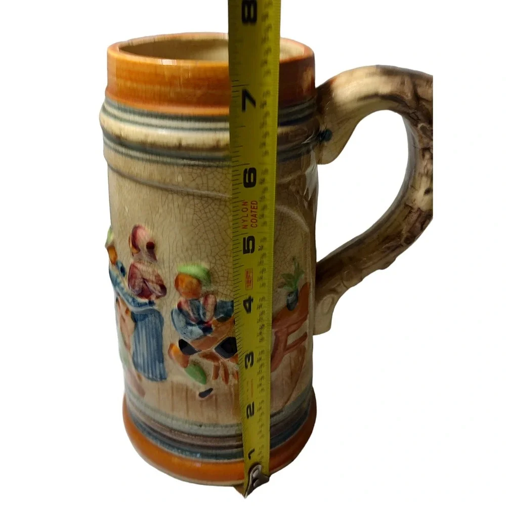 Vintage Beer Stein 3D Hand Painted Made in Japan Pub Bar Music Scene 7.25 in SEE